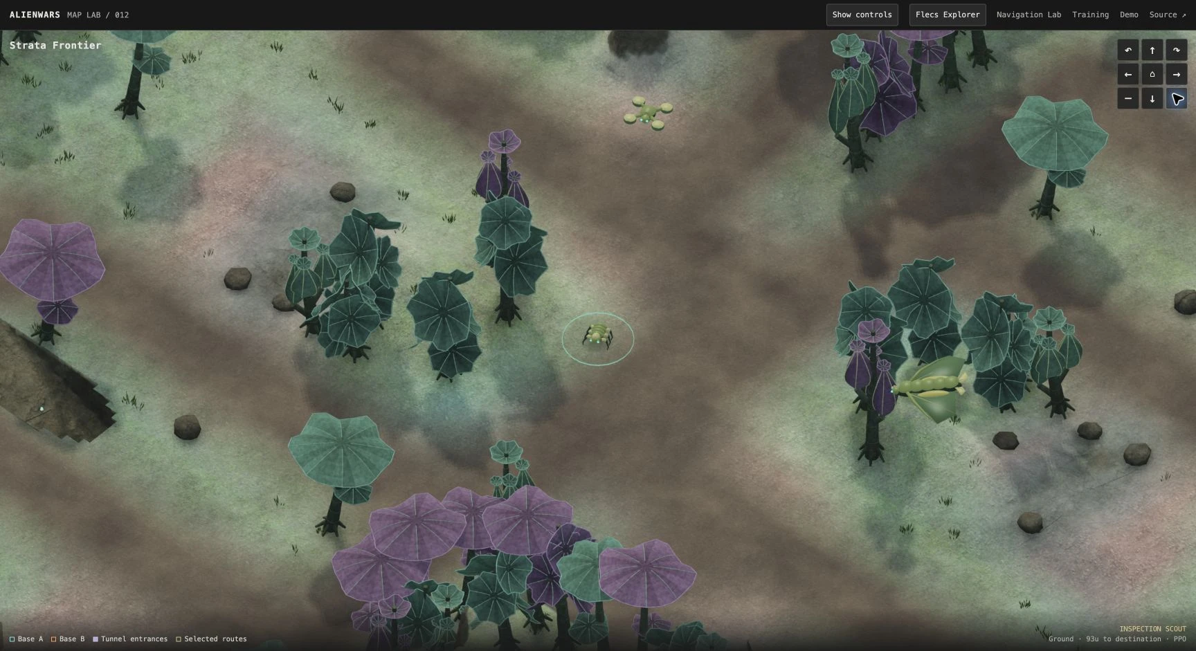 Biological scout and alien fungi, with textured Temperate terrain